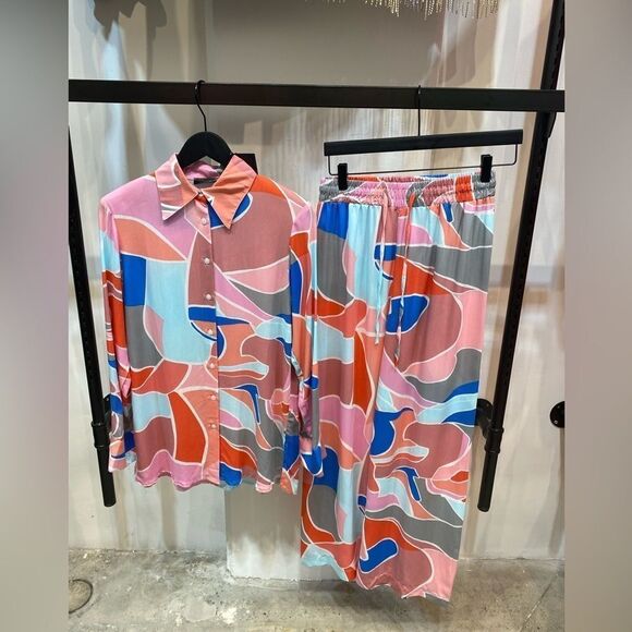 GALITA  set pants and shirt long sleeve multicolored , new - Picture 1 of 8